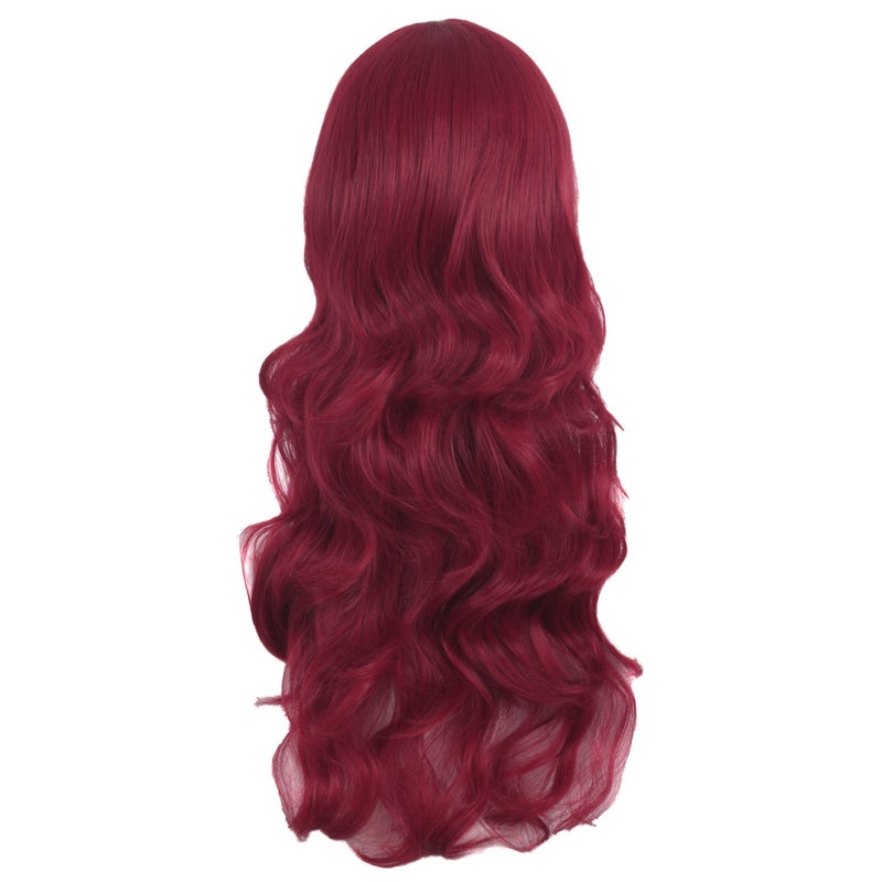MapofBeauty 28 Inch/70cm Charming Women Side Bangs Long Curly Full Hair Synthetic Wig (Red) - Image 4